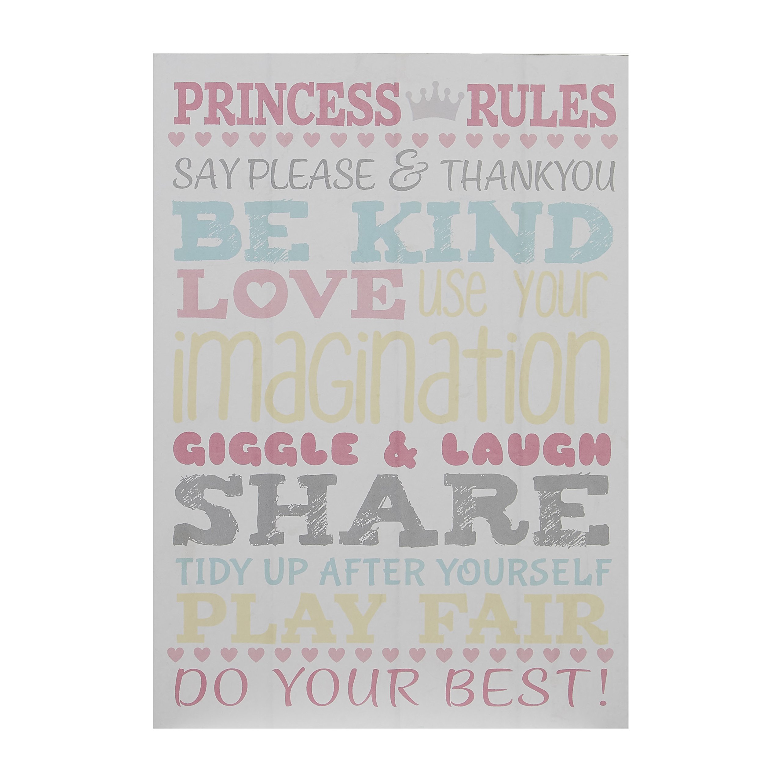 Premier Housewares Kid's Princess Rules Wall Plaque - Multi-Coloured