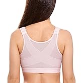 DELIMIRA Women's Full Coverage Front Closure Wire Free Back Support Posture Bra