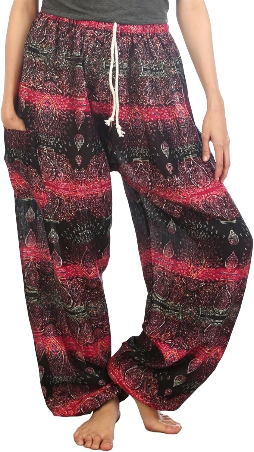 LOFBAZ Harem Pants for Women S4XL Plus Hippie Yoga Floral Boho Lounge