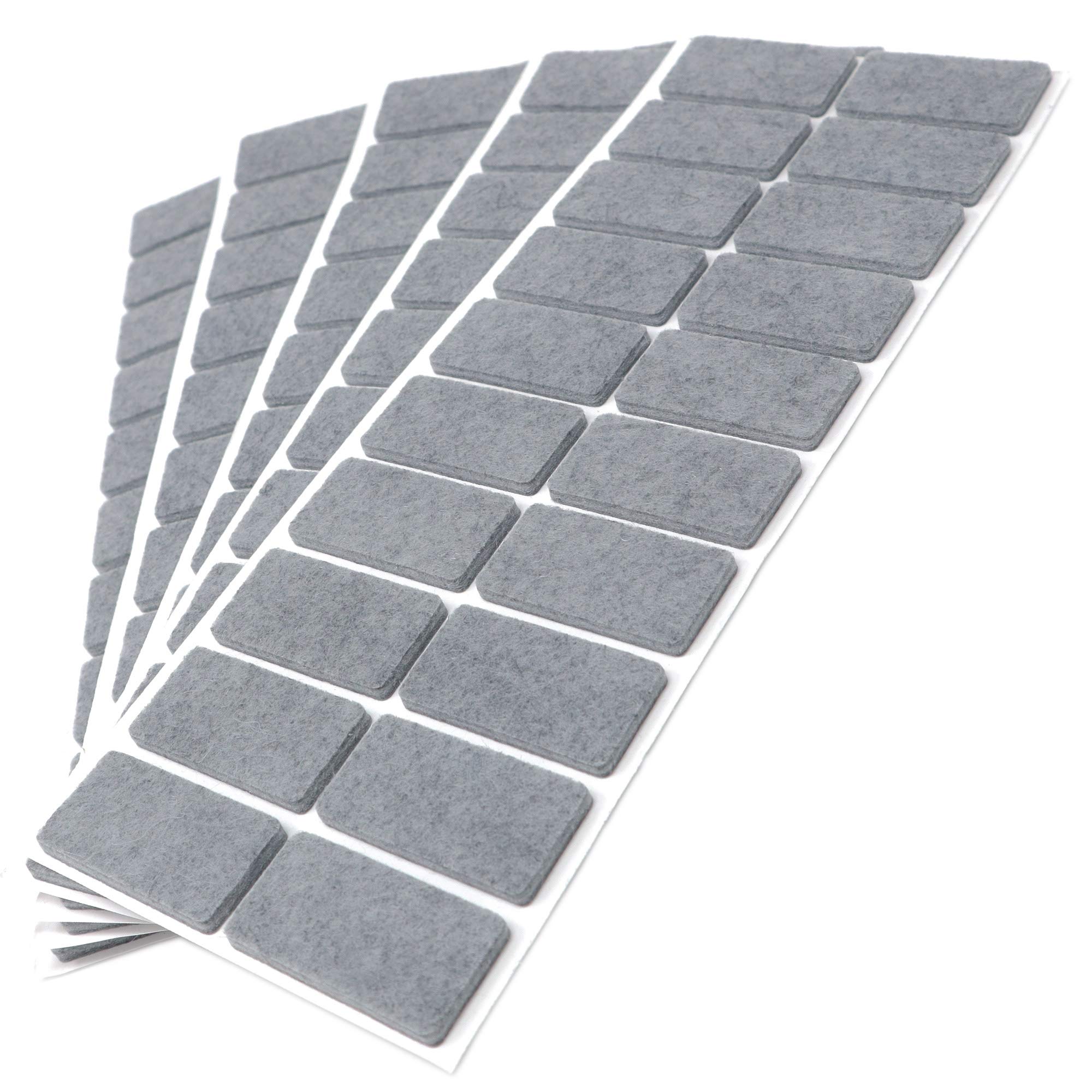 Adsamm® / 100 x self-adhesive felt pads/Grey / 0.79x1.57'' (20x40 mm) / rectangular / 0.138'' / 3.5 mm thick stick-on furniture felt glides/Furniture & Chair Glides