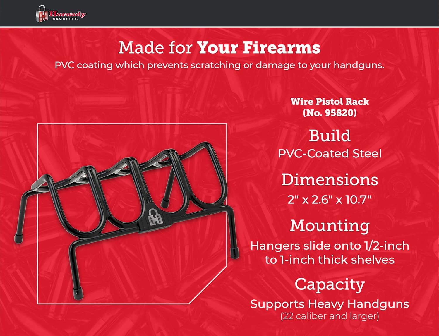 Hornady Pistol Rack for Gun Safe, Holds 4 Handguns – Gun Stand for Handgun Storage and Organization, for Pistols and Revolvers – Scratch-Resistant with Non-Slip Feet – Maximize Gun Safe Space: Industrial & Scientific
