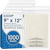9" X 12" (1000 Count) Self Seal Clear Poly Bags with Suffocation Warning | for Packaging, T Shirts - Permanent Adhesive - Spartan Industrial