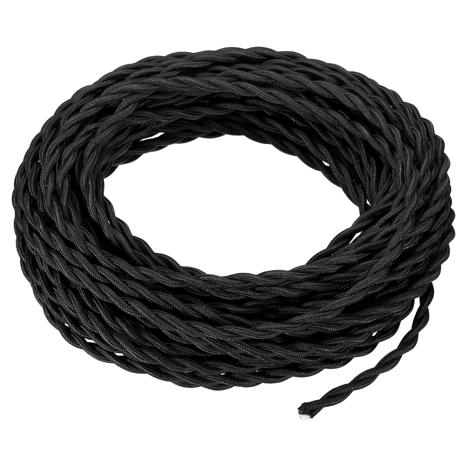 YOKIVE Twisted Cloth Covered Wire, UL Listed 2-Conductor Braided Cable, Keep Electronic Operation, Great for Industrial Bulb (Black, 50Ft, 18AWG)