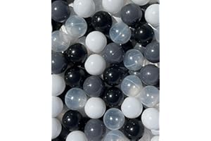 IAGBIBUI Ball Pit Balls 100 for Baby and Toddler Phthalate Free BPA Free Crush Proof 2.16 Inches Plastic Multicolored Pit Balls in Reusable Play Toys Gift for Kids (Black,White,Dark Gray,Clear)