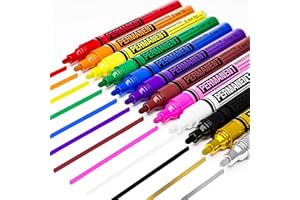 ARTISTRO 12 Oil-Based Permanent Paint Markers - Medium Tip Markers for Tire, Wood, Rock, Fabric, Glass, Ceramic, Metal, Plastic, and More - Quick Dry, Waterproof