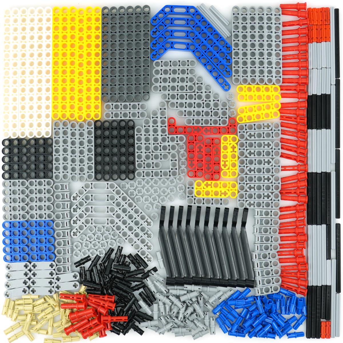 BroTex Technical Parts Pieces Sets Liftarm Beams Bricks Bulk Axles Pins Panels Frame Beams Connectors, 580 Pieces Compatible with Technical-Block MOC Buildings Toys for Boys Adults Kids Age 6+