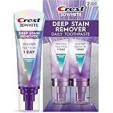 Crest 3D White Deep Stain Remover Brilliant White Toothpaste, 3.1 oz (Pack of 2), Whiter Teeth in 1 Day, Enamel Safe Fluoride Toothpaste for Fast Stain Removal and Prevention