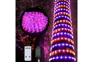 Kenburg Halloween Rope Lights Outdoor, 33Ft 400 LED Orange and Purple String Lights, Waterproof Tube Lights Plug in 8 Modes Halloween Tree Garden Fence Yard Party Outdoor Decorations