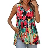 BELAROI Sleeveless Plus Size Tank Tops for Women Summer Tunic Shirts Casual V Neck Loose Fit Outfits