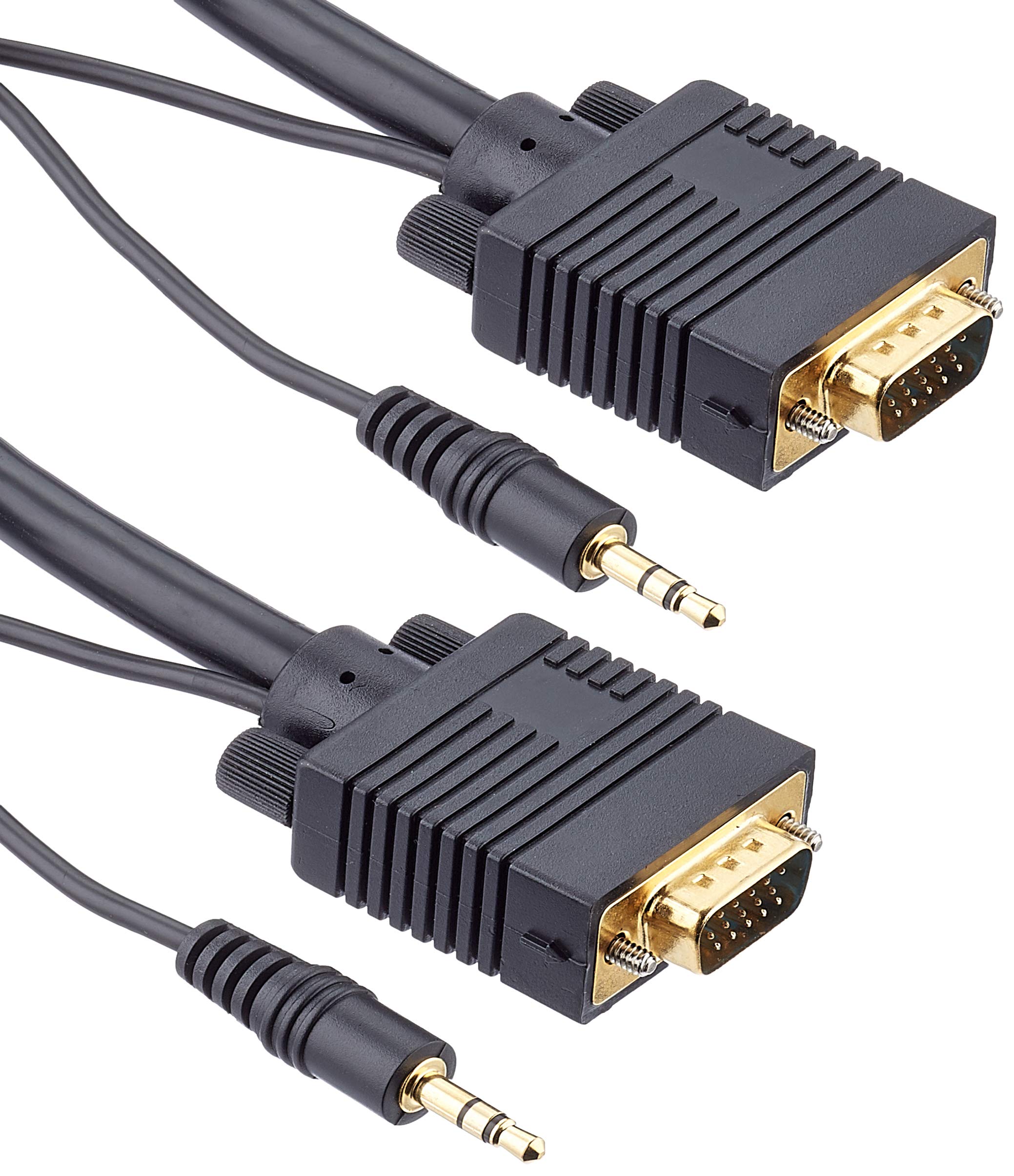 Pro Signal VGA & 3.5mm Stereo Jack Male to Male Lead, 1m – Gold Plated Connectors, Black – For PC to TV/Projector Connection – PSG03035