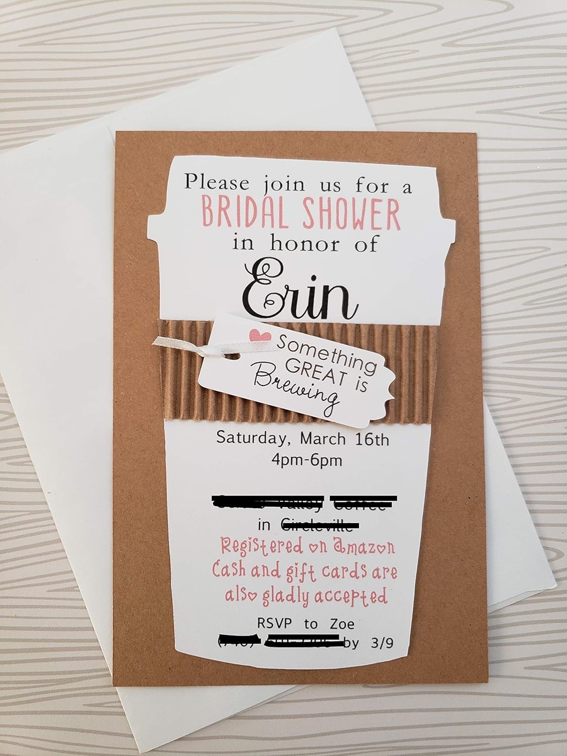 Amazon Com Handmade Coffee Theme Bridal Shower Invitation Handmade