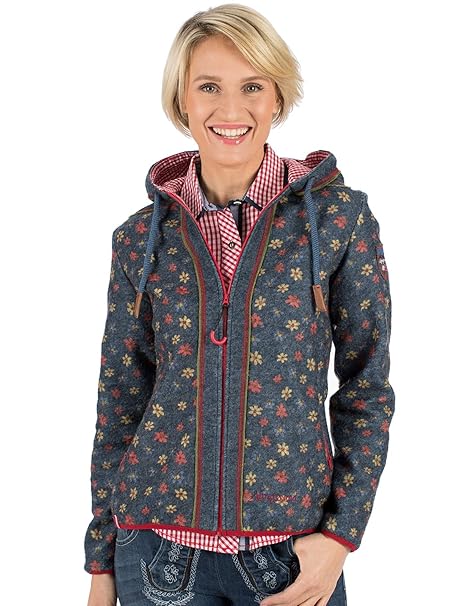 Almgwand Trachten Strickjacke Hoody SCHWARZWAND Jeansblau