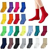 MOSIOBERDAVIAN 22Pairs Colorful Crew Socks Breathable Soft Candy Colored Socks Lightweight Tube Boys Dress Sock Casual Athletic Solid Color Socks for Women Boys Girls