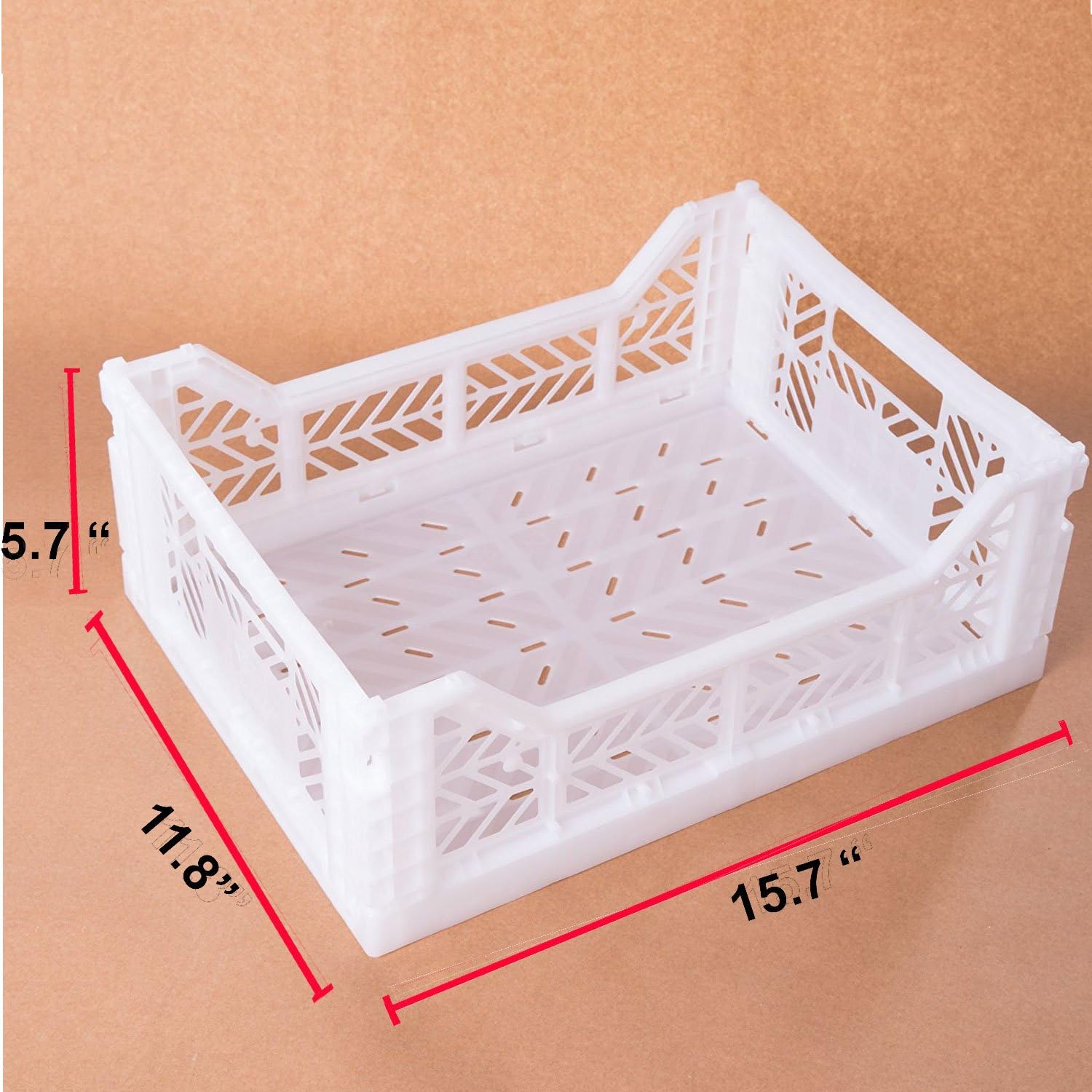 AYKASA Collapsible Storage Bin Container Basket Tote, Folding Basket Crate Container : Storage, Kitchen, Houseware Utility Basket Tote Crate - Midi-Box (White)