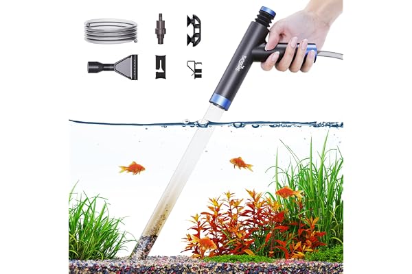 SEAOURA Aquarium Siphon Pump Gravel Cleaner, Fish Tank Vacuum Gravels Cleaning Kit, Manual Water Changer with Air Push Button