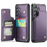 Vinich for Samsung Galaxy S25 Wallet Case with Card Holder, RFID Blocking Credit Slots Kickstand Shockproof Phone Cover Fit for Galaxy S25 6.2" Purple