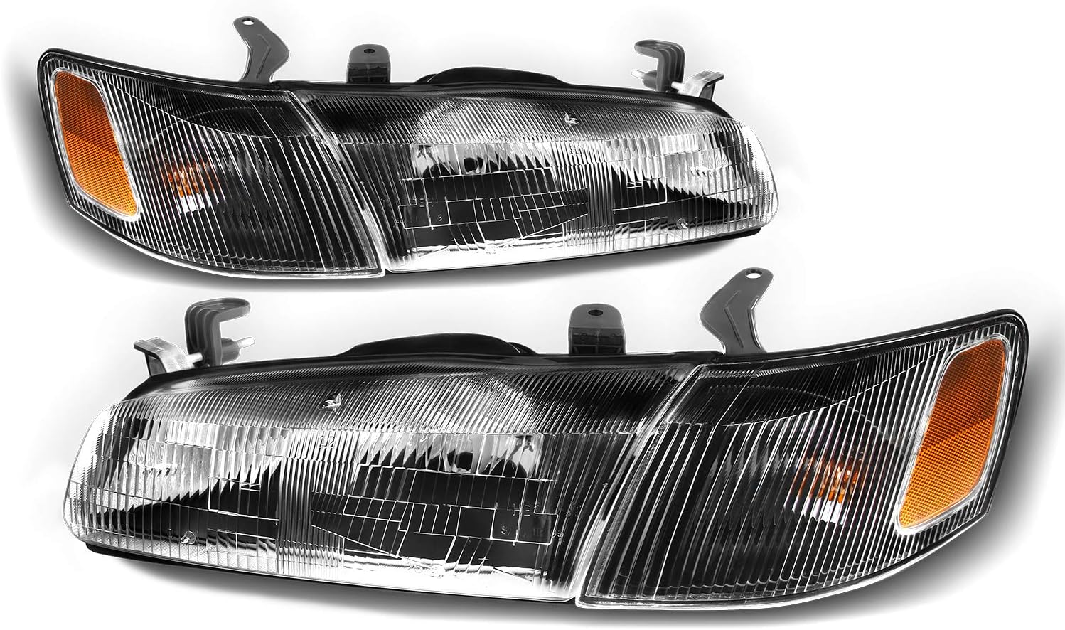 Amazon Com Fits 1997 1998 1999 Toyota Camry Front Headlamps Black Bezel Headlights Corner Lights Direct Replacement Pair Automotive