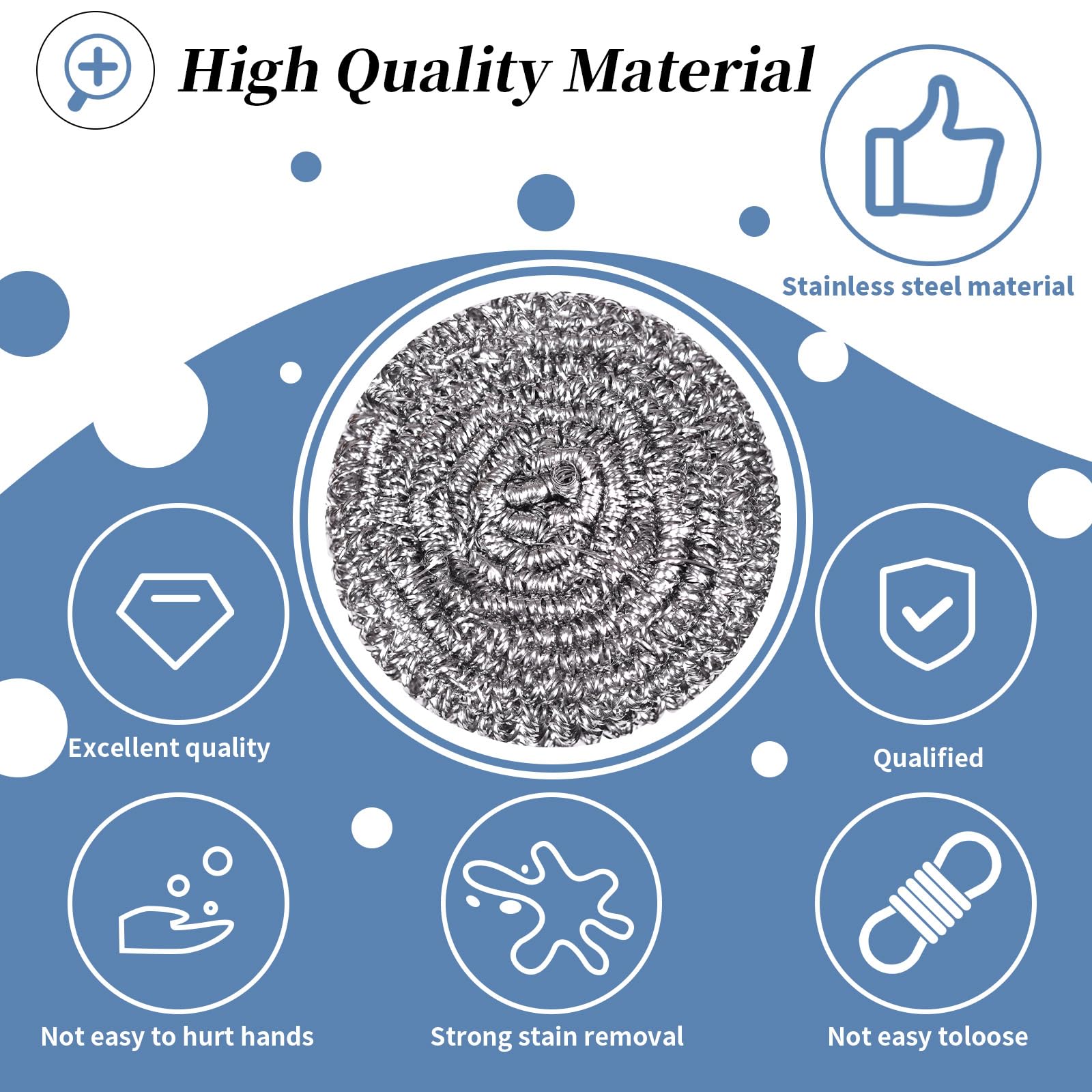 GUEICN Stainless Steel Scrubber Scrubbing Scouring Pad Sponges Clean Pot Pan and Steel Wool for Kitchen Bathroom