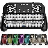 MRSVI Mini Keyboard with Touchpad-2.4GHz & Bluetooth Dual-Mode,7-Color Backlight, Multimedia Hotkeys, Rechargeable, for Andro