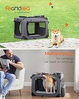 Feandrea Foldable Pet Carrier Bag Large Dog Travel Crate Grey PDC70GY view 2