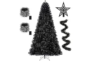 KTKDE 6ft Artificial Black Christmas Tree Outdoor Black Halloween Tree Decorations with 1005 Tips Led String Lights Pencil Christmas Tree Indoor Holiday Office Party Decorations