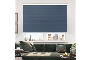 Allesin Cellular Shades Cordless Blackout Honeycomb Blinds for Indoor Windows, Thermal Insulated Window Shades Noise Reduction, Easy to Install, Perfect for Bedroom/Living Room, Blue - H64 x W46