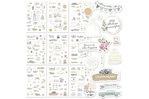 BIROYAL Wedding Stickers for Scrapbook | 9 Sheets Wedding Scrapbook Stickers | 200+ Waterproof Sticker | Bridal Shower Engagement Marriage Anniversary for Engagement Planning Embellishments