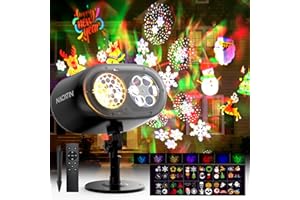 NACATIN Halloween Christmas Projector Lights，2-in-1 3D Ocean Wave & 12 HD Patterns, No Card Needed Design with Remote & Timer, Waterproof Holiday Projector Lights Outdoor for Xmas Halloween Party
