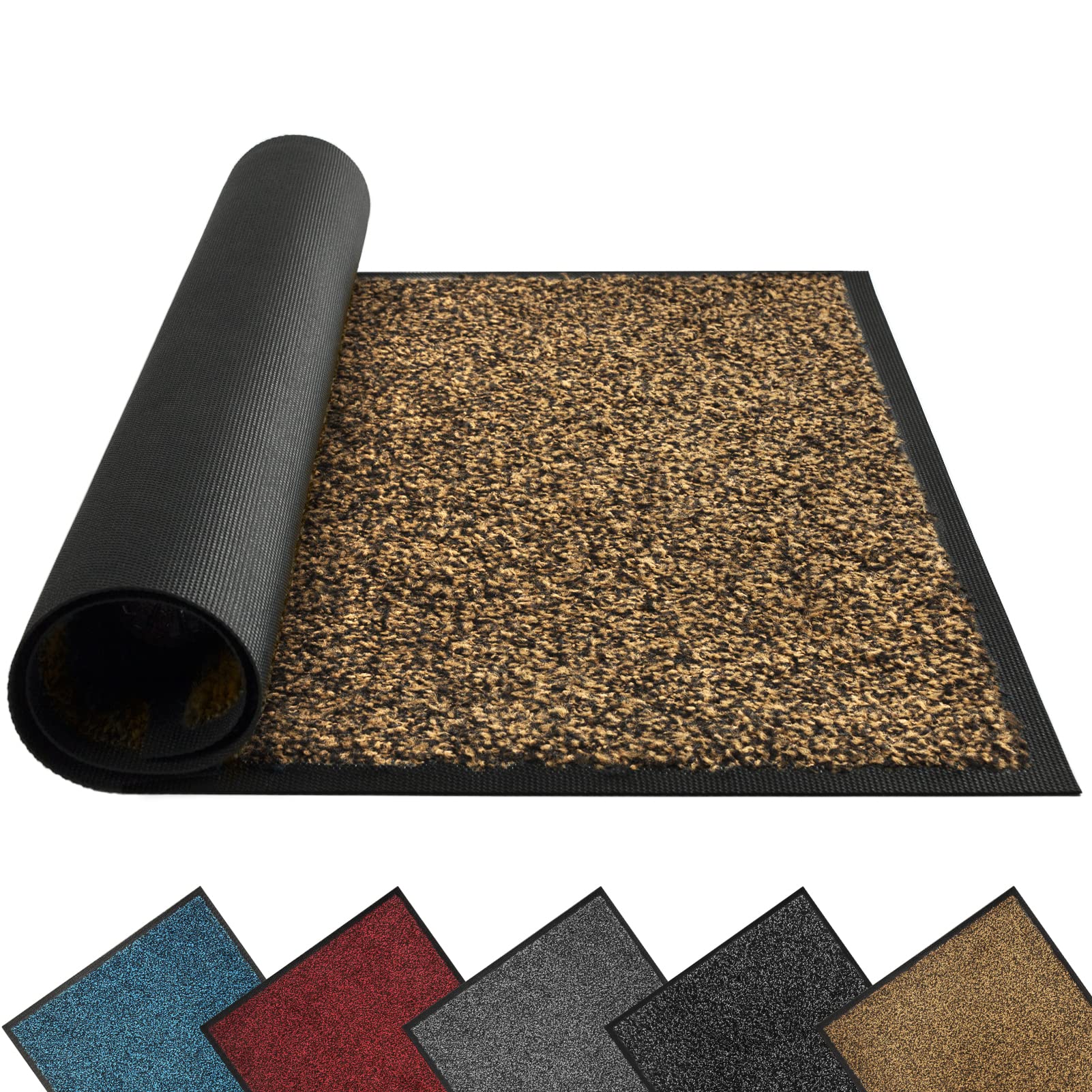 Mibao Dirt Trapper Door Mat for Indoor&outdoor,90x150cm,Brown Black,Washable Barrier Door Mat,Heavy Duty Non-Slip Entrance Rug Shoes Scraper,Super Absorbent Front Door Mat Carpet