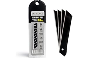 Berkling 18mm Utility Knife Blades, 50 PCS | SK2H Blackened Steel | 3x Sharper & 5x More Durable Than SK5 | Fits All 18mm Utility Knives & Box Cutters