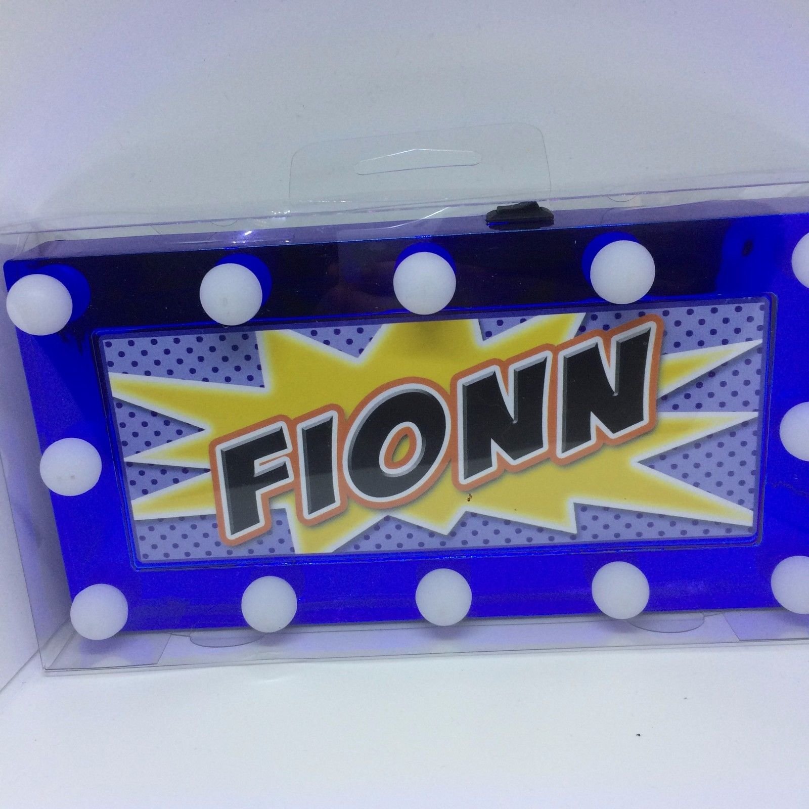 FIONN Childrens LED Personalised Name In Lights room Sign