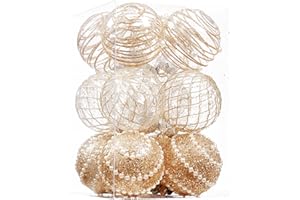 CHRISWISH 12CT Christmas Ball Ornaments Champagne Shatterproof Clear Large Plastic Christmas Tree Decoration, Delicate Hanging Ornaments for Xmas Party, Wedding, Holiday and Home Décor(70mm/2.76")