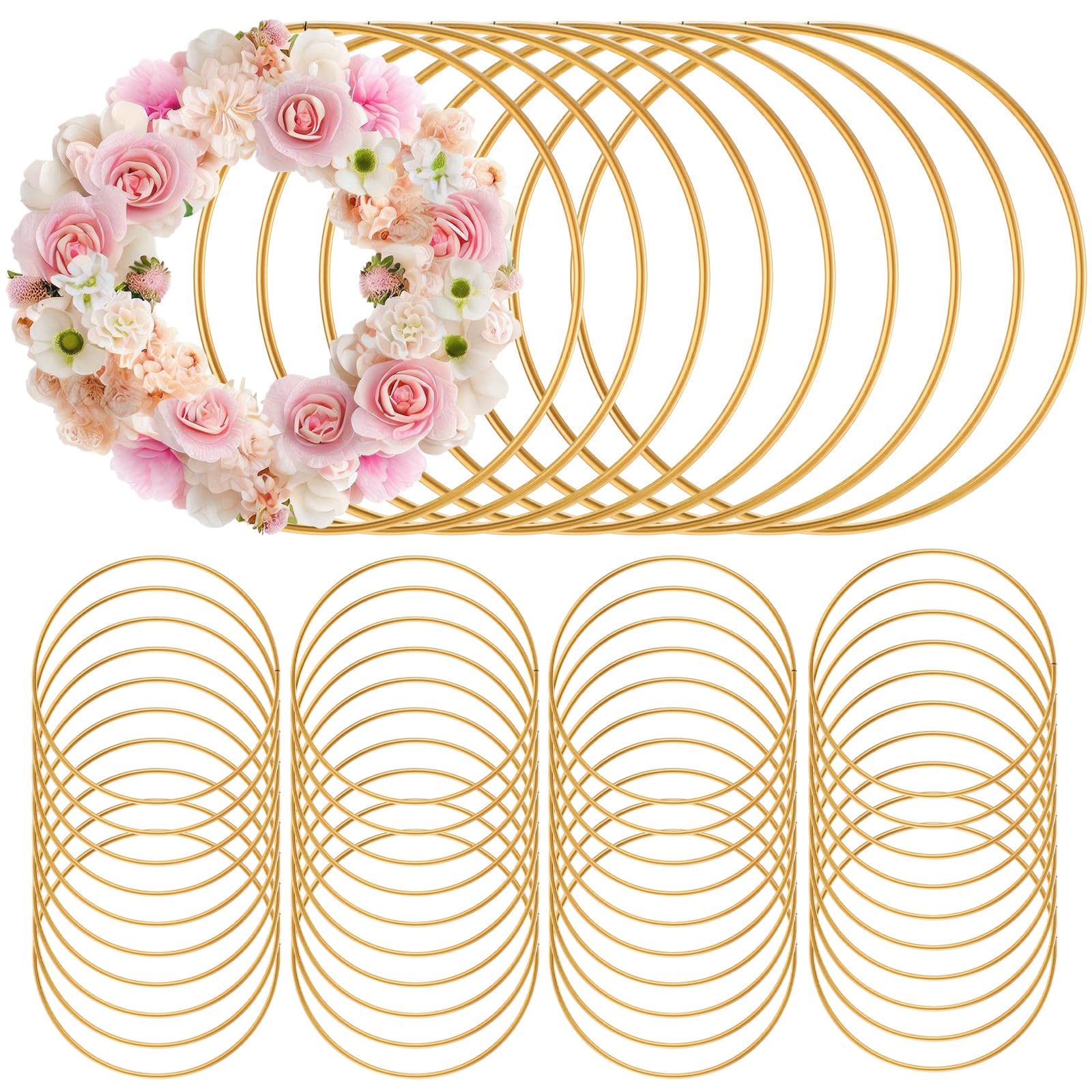 Photo 1 of **SOME PIECES BROKE** Zonon 50 Pcs Metal Rings for Crafts Gold Craft Rings Hoops Floral Macrame Hoops for DIY Crafts Macrame Dream Catcher Supplies Wedding Table Wreath Decor Wall Hanging (8 Inch)