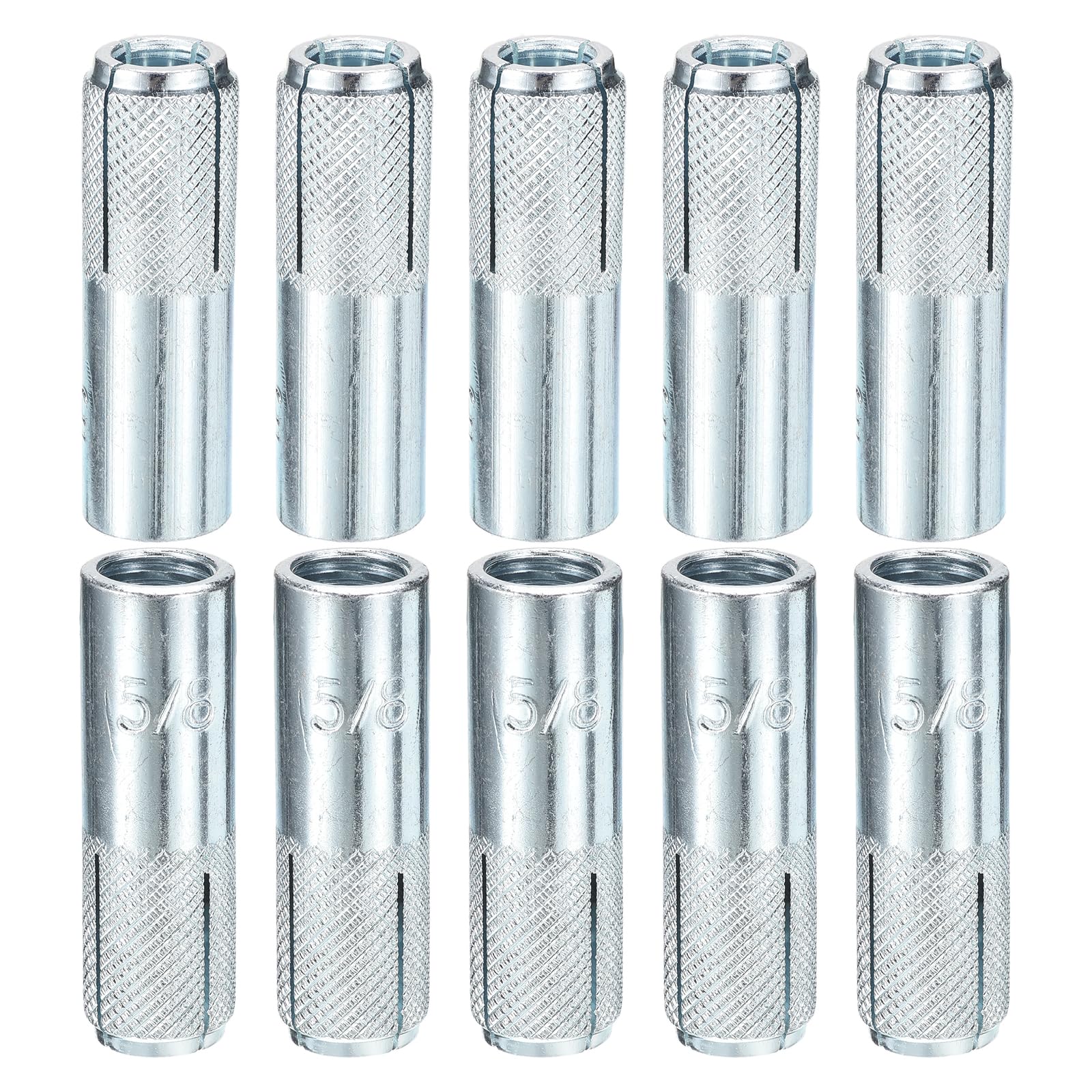 DTGN 5/8" x 2-1/2" Drop-In Anchors - 25 Pack - Good for Dry Walls Hollow Bricks Plaster - Carbon Steel Sleeve Anchors Tool Expansion Anchors - Silver