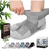 NOLUNT Diabetic Socks for Men,6 Pairs Low Cut Diabetic Neuropathy Socks for Men 9-11/10-13(White+Black+Dark Grey+Deep Grey+Sandy Color+Deep Blue-Large)