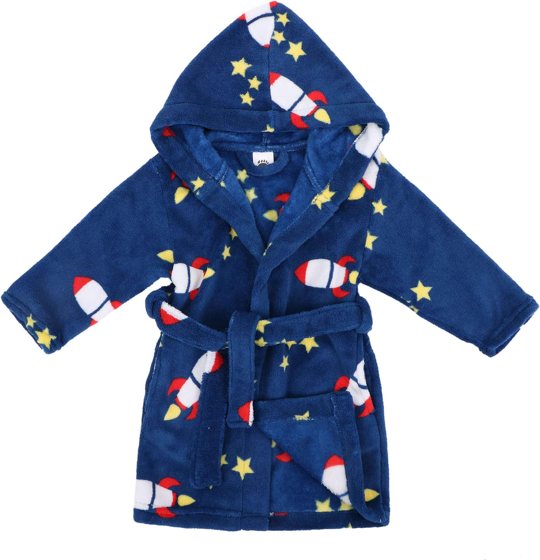 Boys Girls' Plush Soft Fleece Printed Hooded Bathrobe Robe