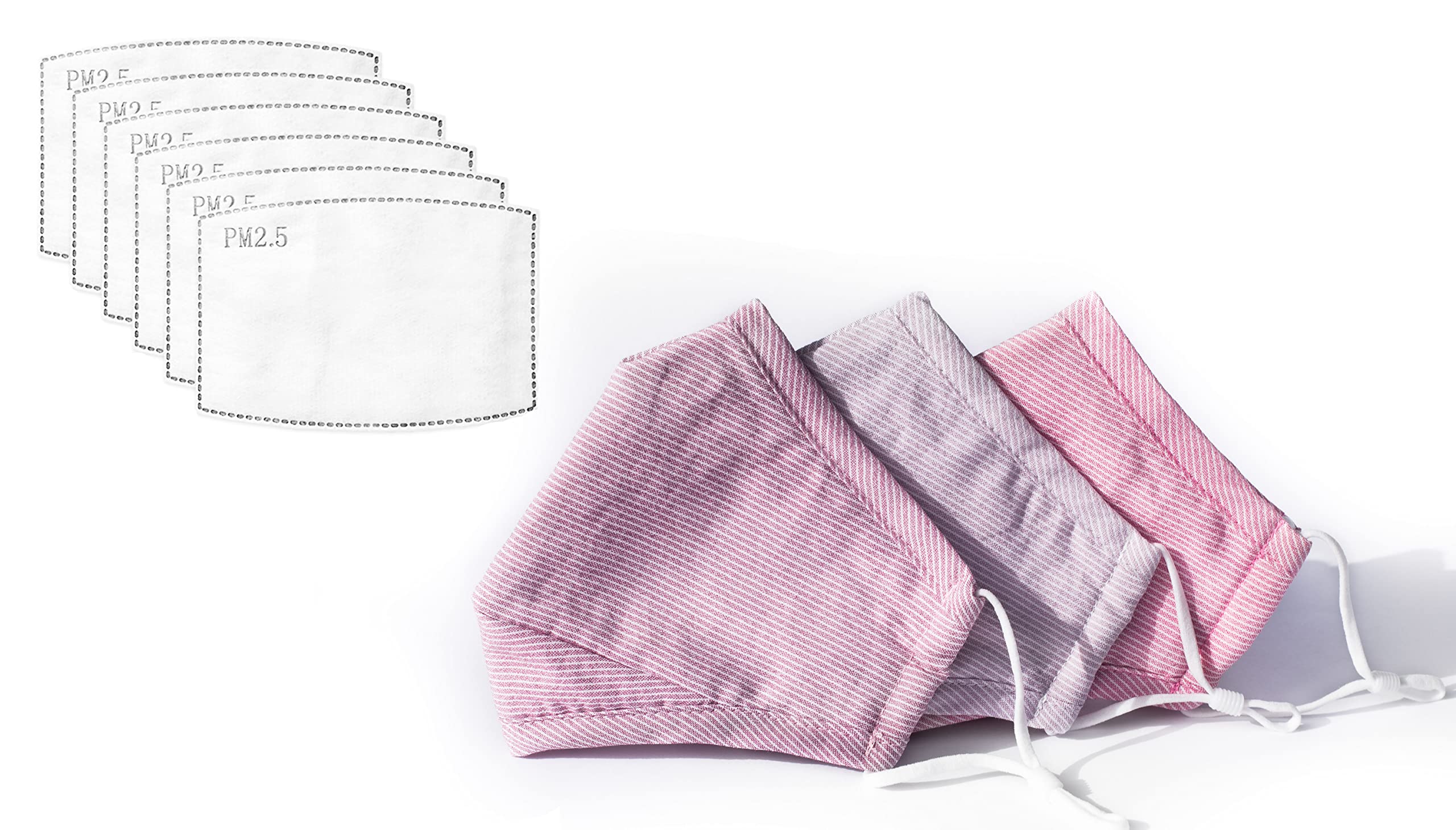 Habac Studio Pack of 3 Face Masks + 6 PCS PM 2.5 FILTERS Face Mask Cover Bandana Balaclavas Face Masks Washable UK Reusable Face Mask Black Face Masks Nose Wire Unisex. UK Seller (Pink)