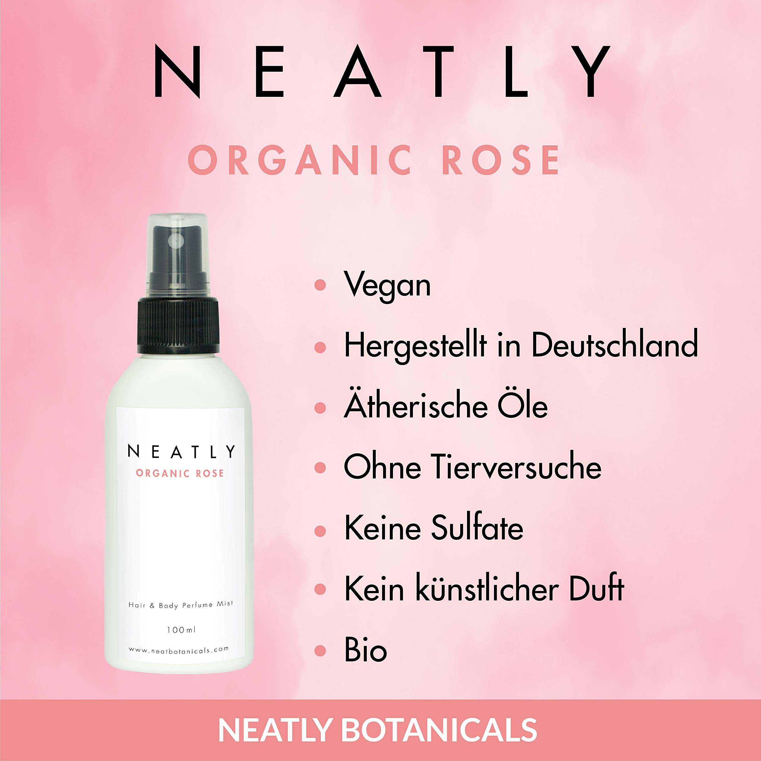 Rose Perfume for women by Neatly Hair & Body Perfume Rose | Perfumes for women | Fragrance with rose essential oil 100ml | Odour remover spray