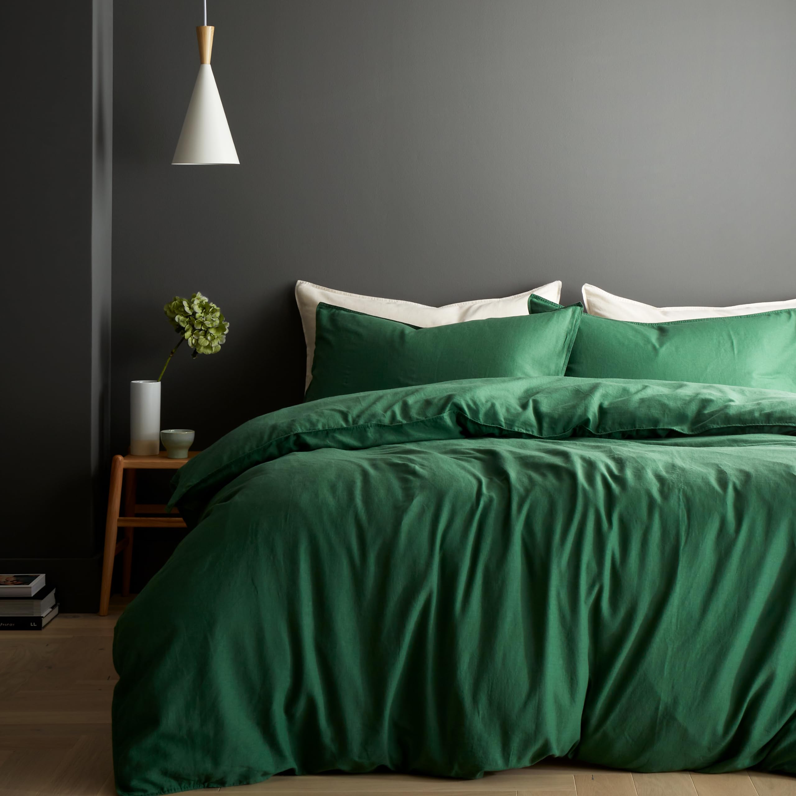 Content by Terence Conran Relaxed Cotton Linen King Duvet Cover Set with Pillowcases Forest Green