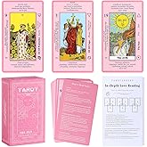 Myripoly Pink Tarot Cards Deck Set for Beginners with Meanings On Them-Tarot Card with Guidebook-(Free Velvet Tarot Bag Pouch)