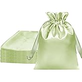 Whaline 50Pcs Sage Green Satin Gift Bags 4 x 6 Inch Fresh Style Party Favor Drawstring Bags Mini Gift Bags Jewelry Pouches for Baby Shower Wedding Birthday Business