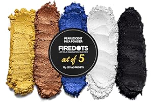 FIREDOTS Fan Pack of Mica Powder for Epoxy Resin Art, Five 15g Packs, Easy to Mix Epoxy Resin Pigment Powder for Soap Making, Candle Making, Body Butter and Lip Gloss, Mica Pigment Powder