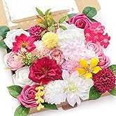 WEIERYUE Artificial Flower Box Set Silk Fake Flowers DIY Center Cake Decoration Wedding Bouquet Corsage Home Decor Outdoor Decor Gift (Bright Pink)