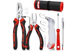 Rizom Glass Cutters Tools, Glass Cutter 2-20MM, 8" Glass Running Pliers with Curved Jaws, 6" Breaker Grozer Pliers, Glass Cutting Tool for Stained Glass, Tiles, Mosaic Cutting