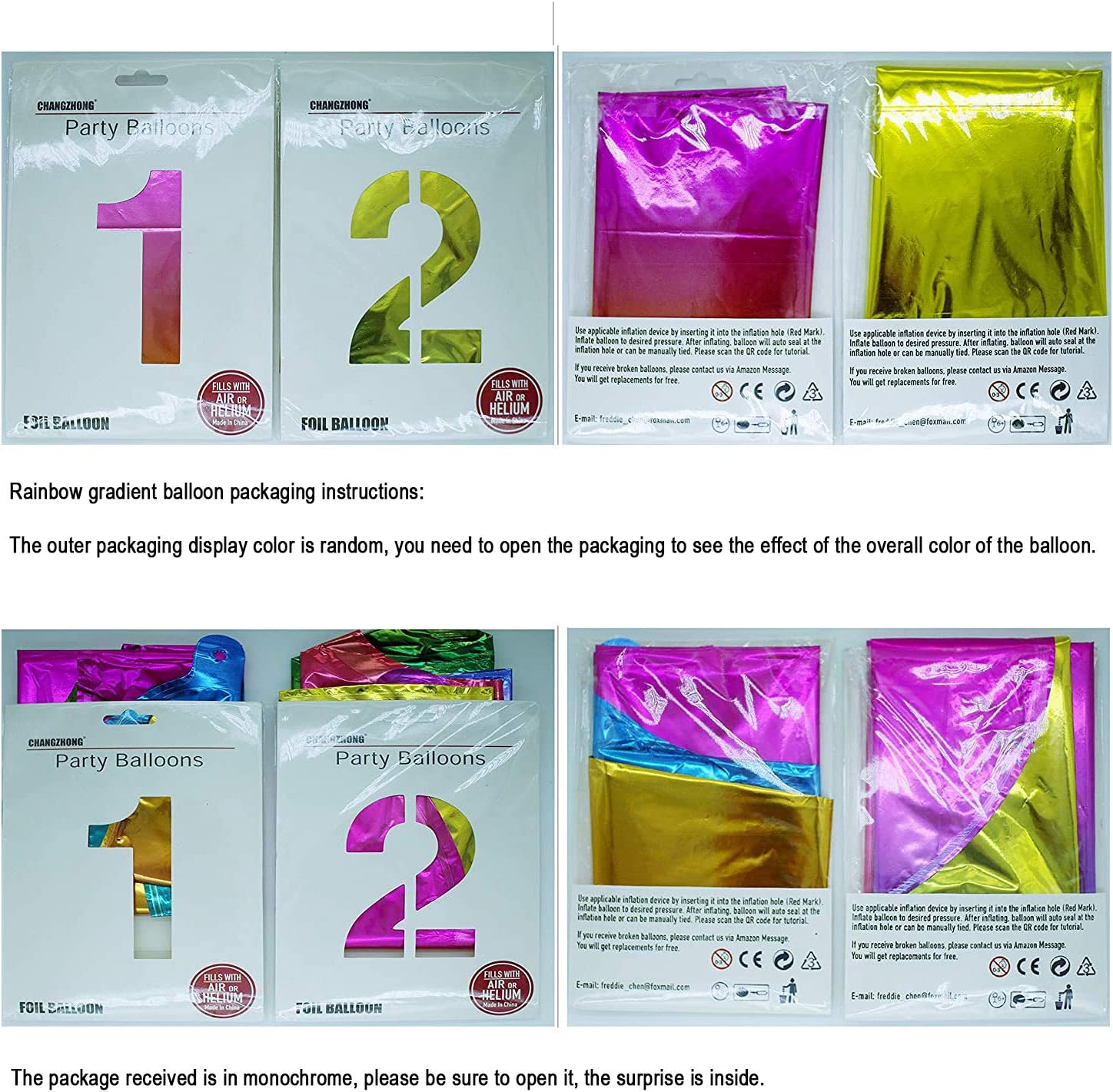 CHANGZHONG 40 Inch Giant Helium Foil Number 0 to 9 Rainbow Balloon Birthday Wedding Party Digital Decorations Number 4 - Image 4