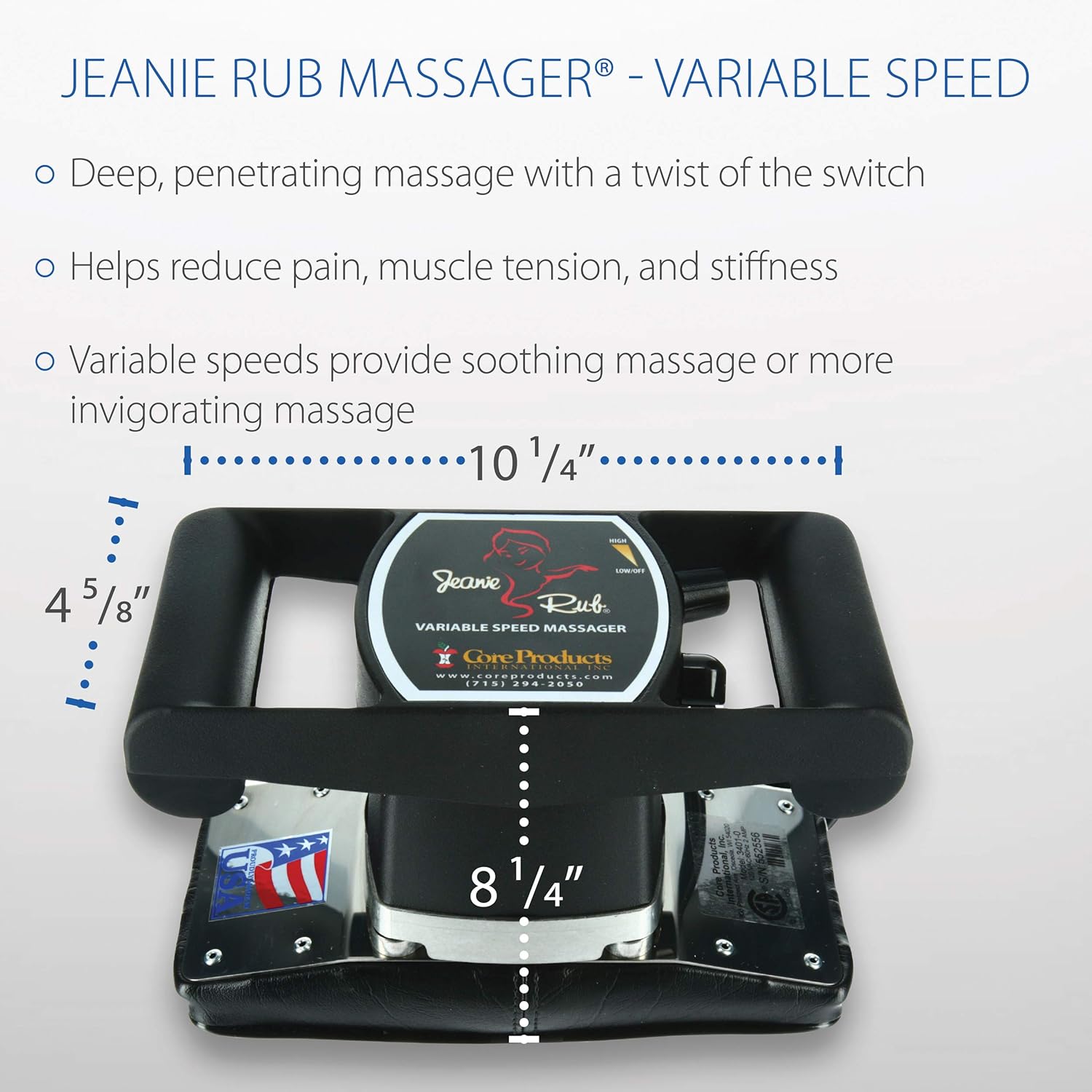 Core Products Jeanie Rub Variable Speed Massager, Deep Tissue Massage, Orbital Action for Back & Body, Professional Quality: Industrial & Scientific