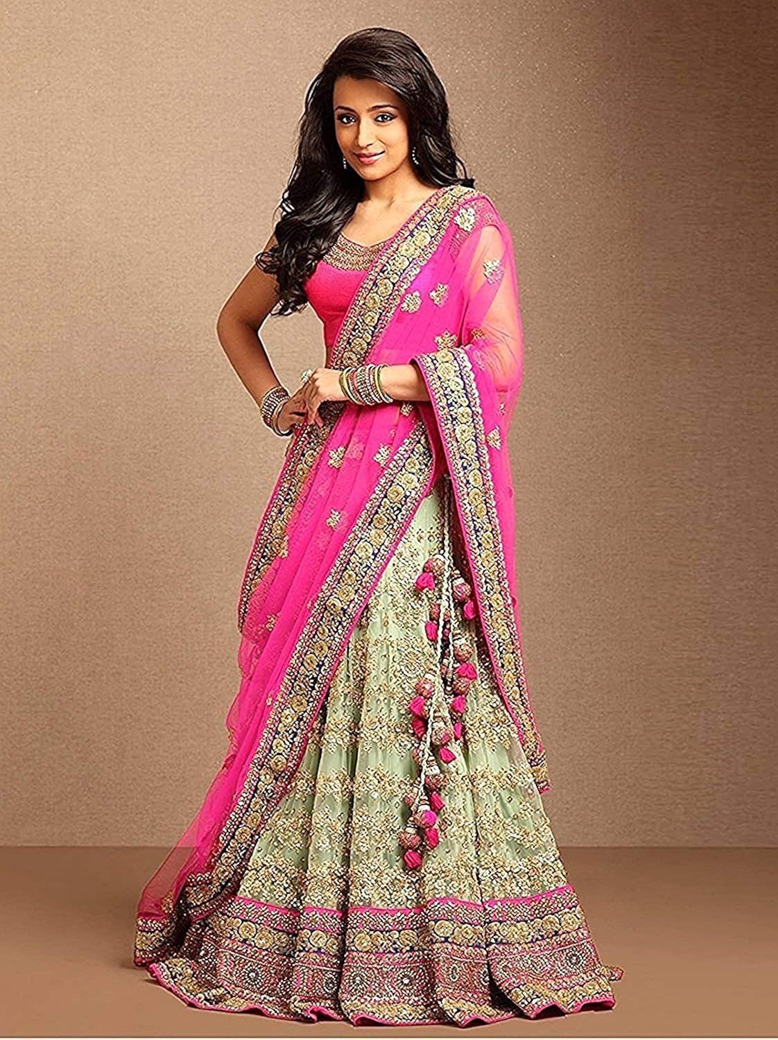 myspace women's net lehanga choli (65049 _pink_ free size)
