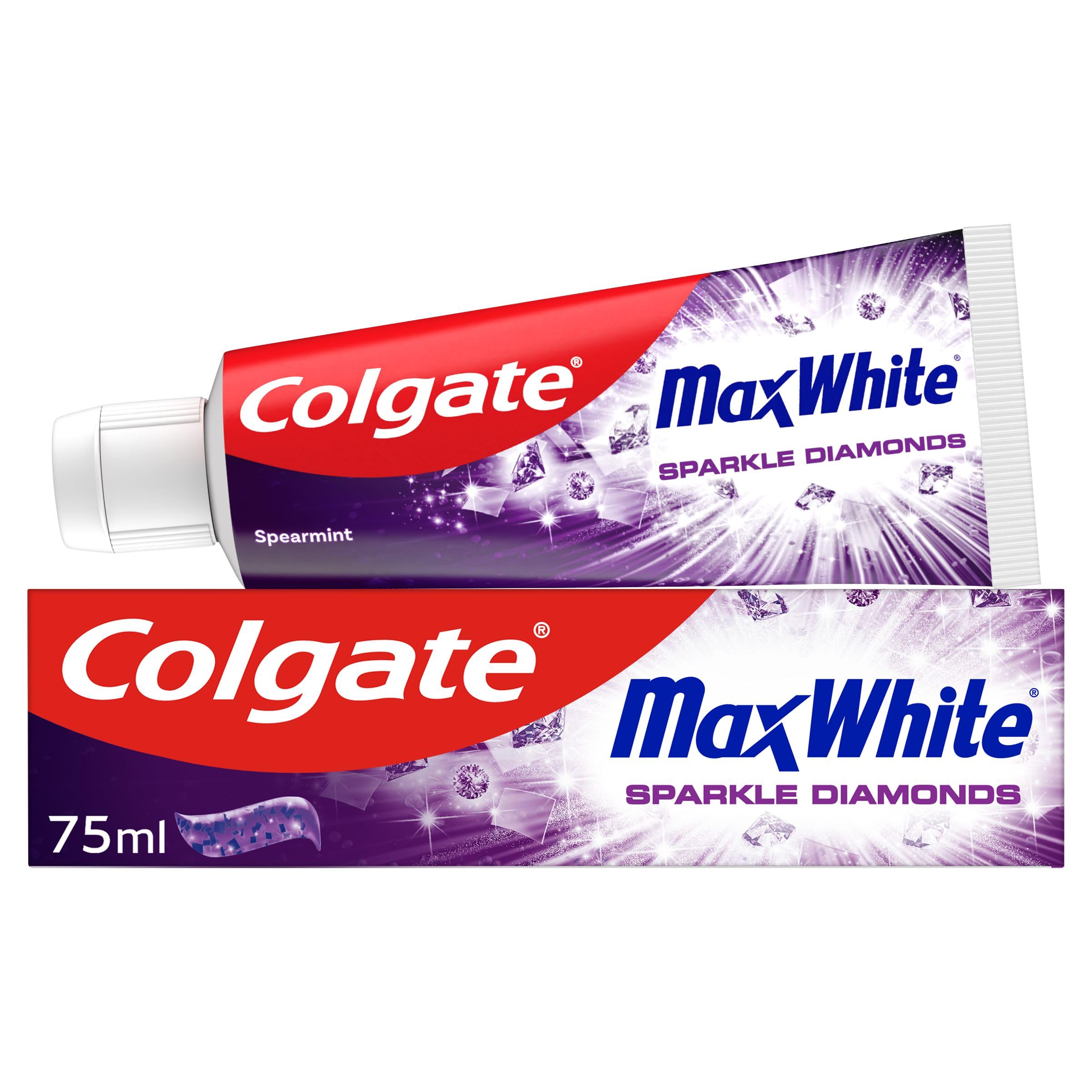 Colgate Max White Sparkle Diamonds Toothpaste 75ml, Freshness Powered by UltraFreeze, 10x Longer-Lasting, Shines Enamel Surface for Whiter Teeth, Instant Freshness