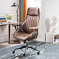 ovios Home Office Chair, Ergonomic Chair with Deep Seat and High Back, Comfy Suede Leather Computer Chair for Executive, Dark Coffee