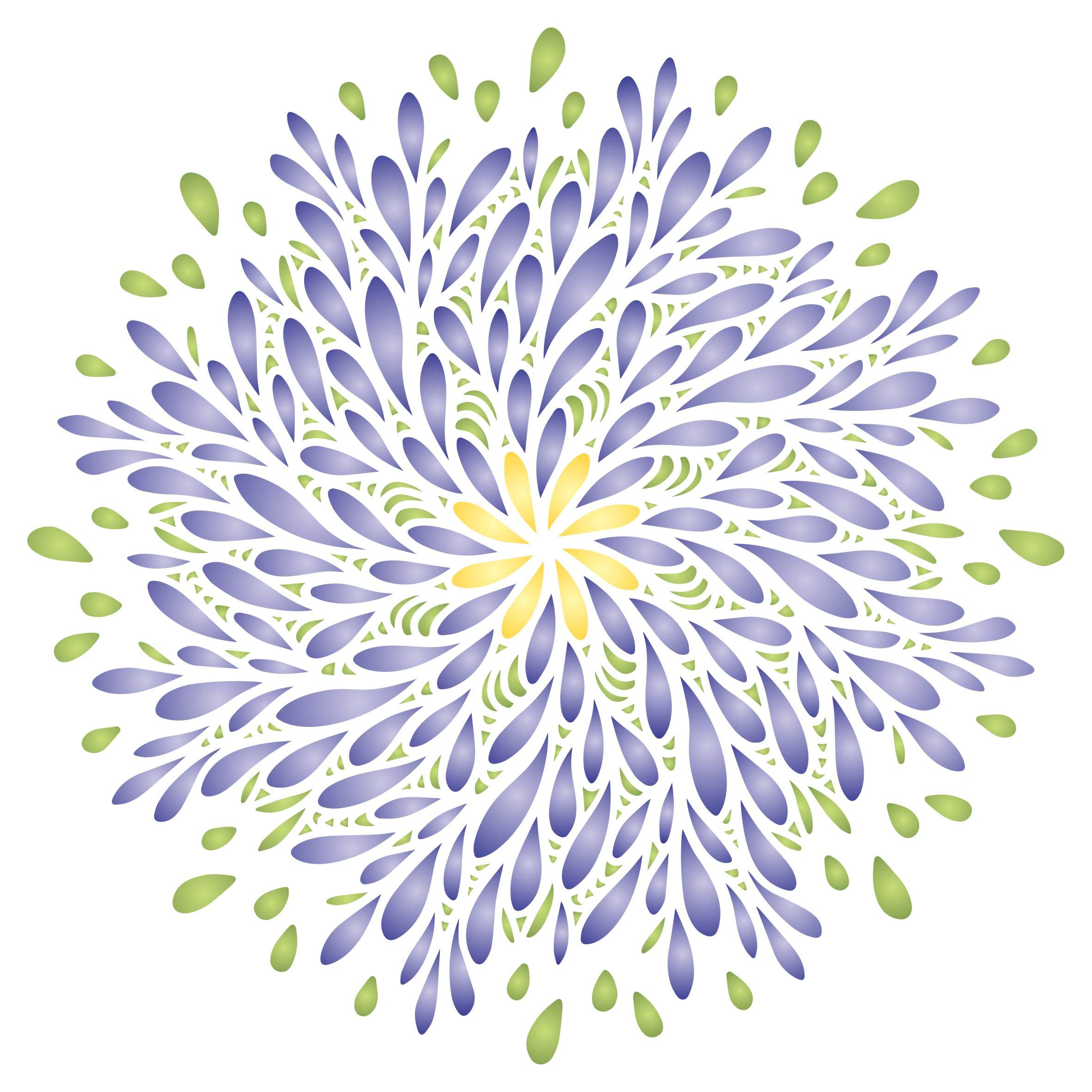 Stylized Mum Stencil, 16.51 x 16.51 cm (S) - Stencil Company Original Flower Chrysanthemum Mandala Graphic Design